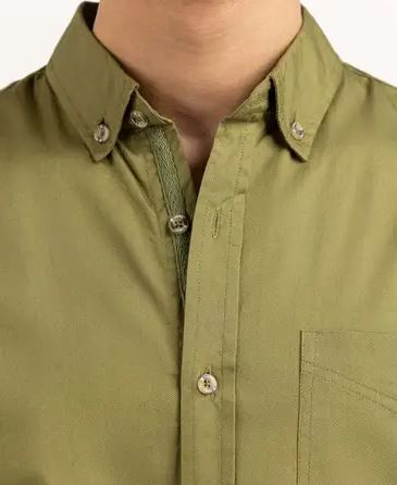 Green Solid Casual Shirt 